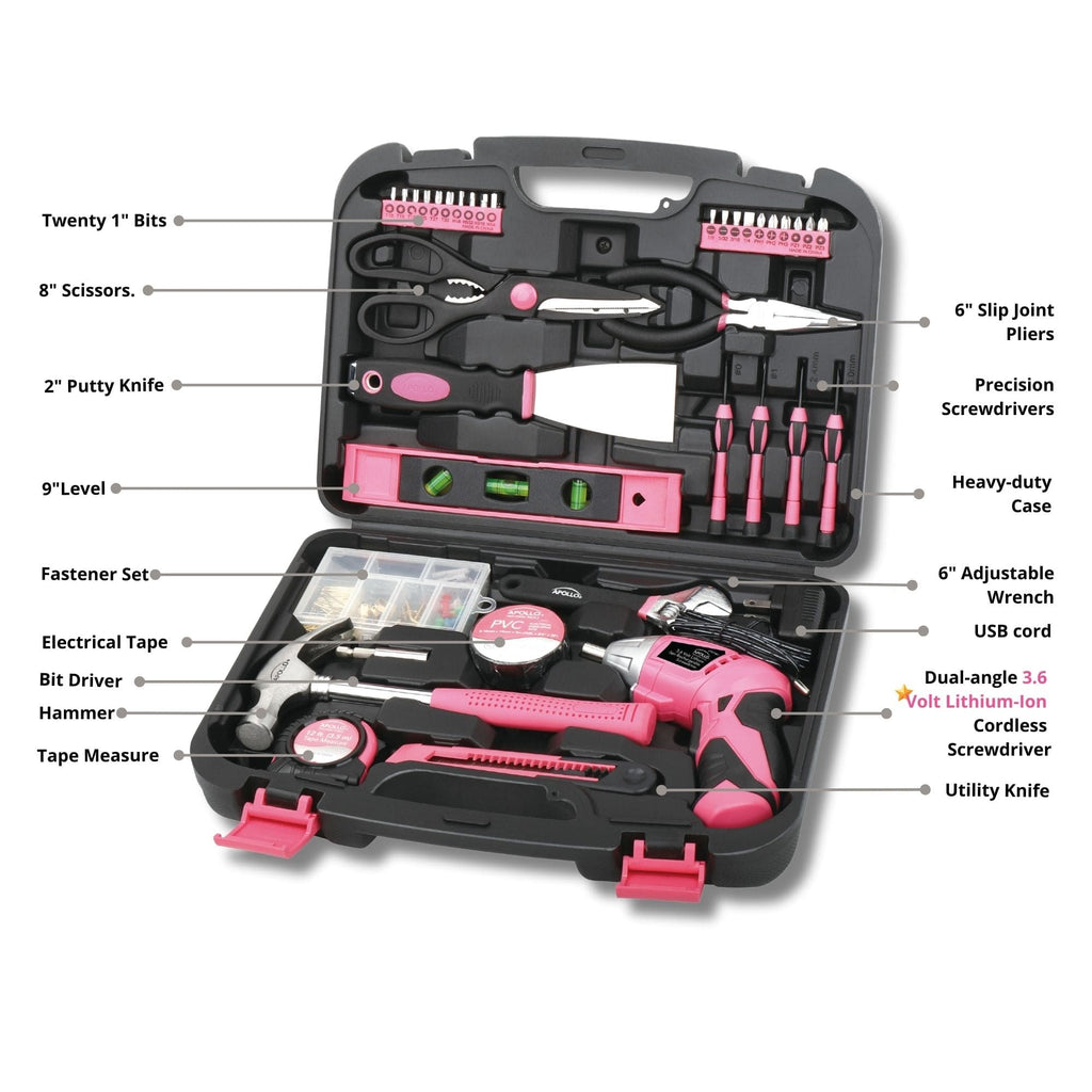 135-Piece Pink Household Tool Kit with Cordless Screwdriver (DT0773N1)