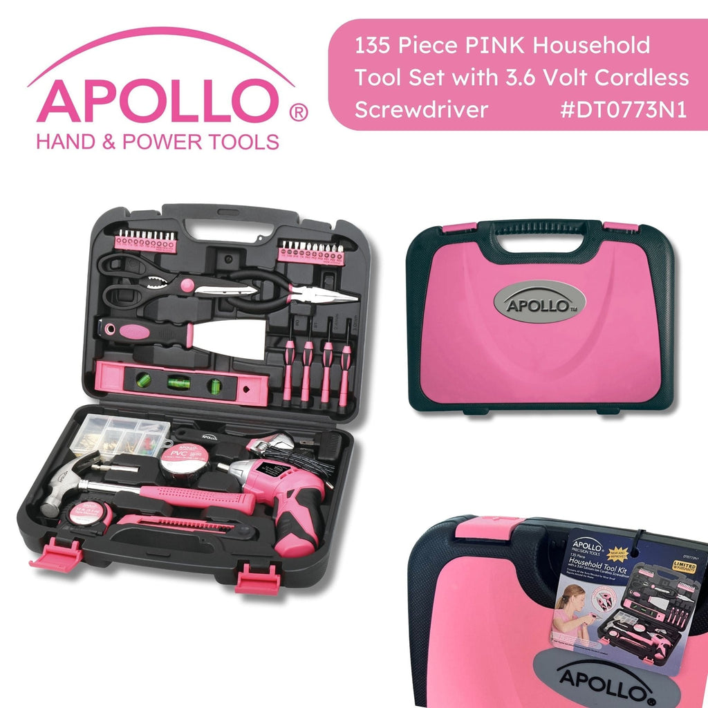 135-Piece Pink Household Tool Kit with Cordless Screwdriver (DT0773N1)
