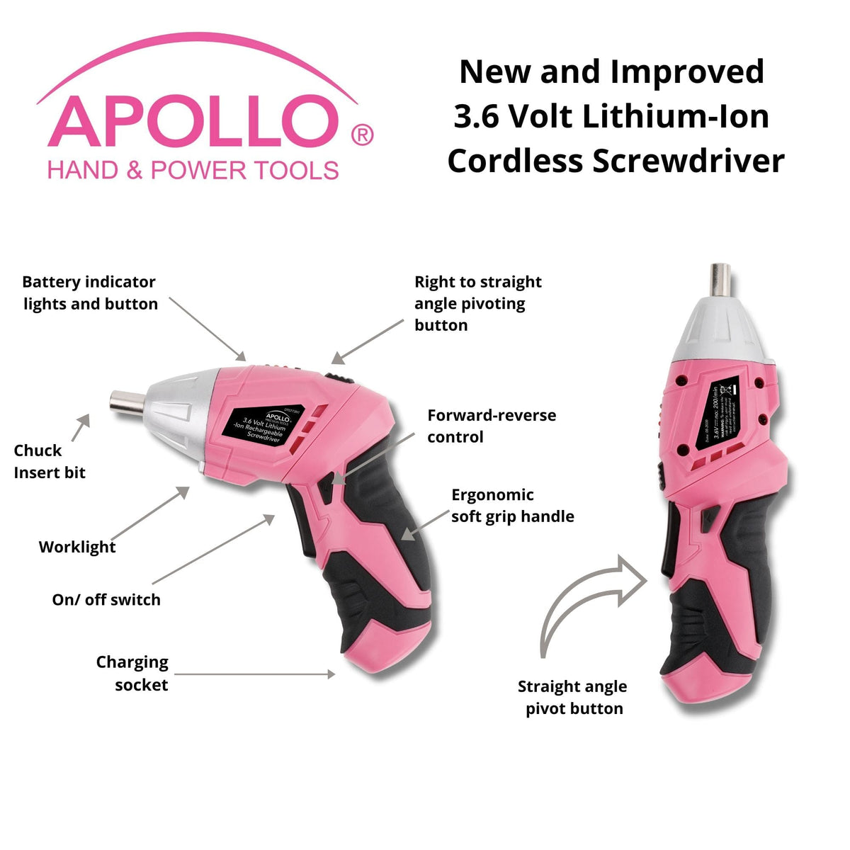 135-Piece Pink Tool Set with 3.6V Cordless Screwdriver (DT0774P)