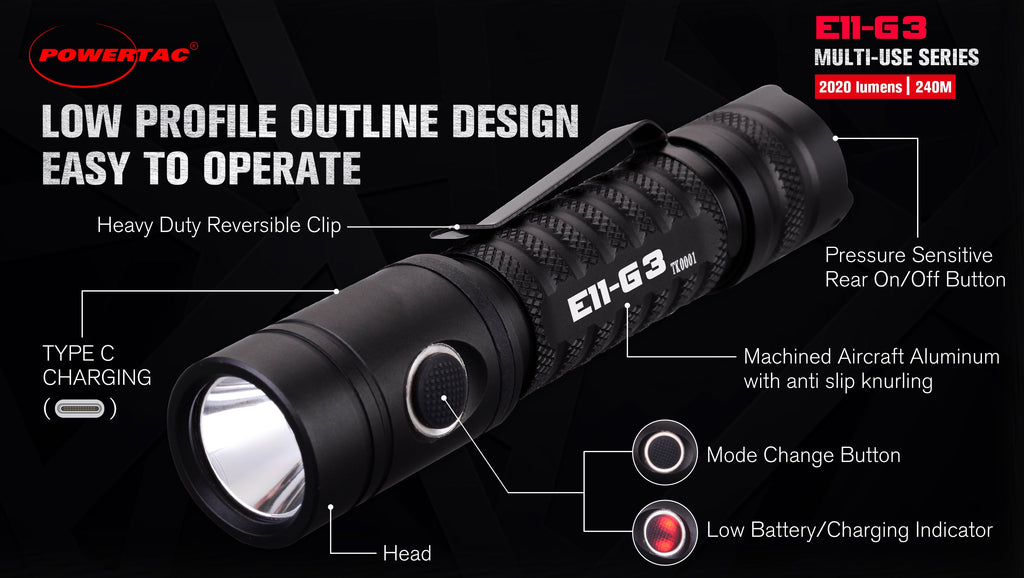 E11-Gen3 2,020 Lumen Rechargeable EDC Flashlight