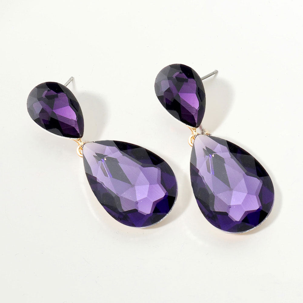 Glass Crystal Teardrop Evening Earrings