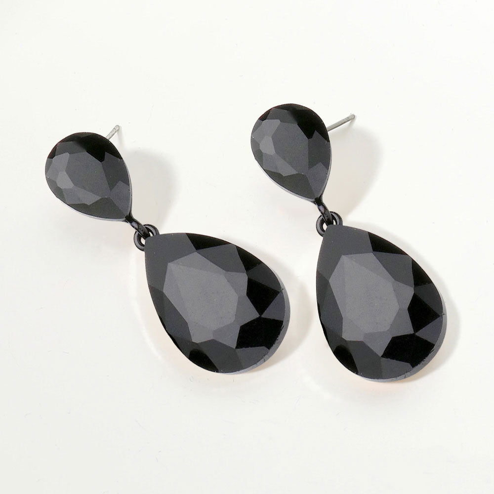 Glass Crystal Teardrop Evening Earrings