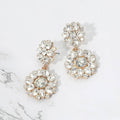 Floral Stone Cluster Drop Dangle Evening Earrings