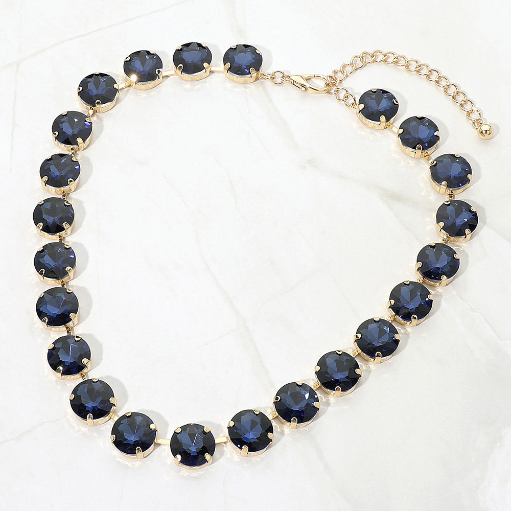 Cushion Round Stone Link Evening Necklace