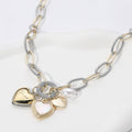 Two-Tone LOVE Engraved Mother of Pearl Heart Necklace