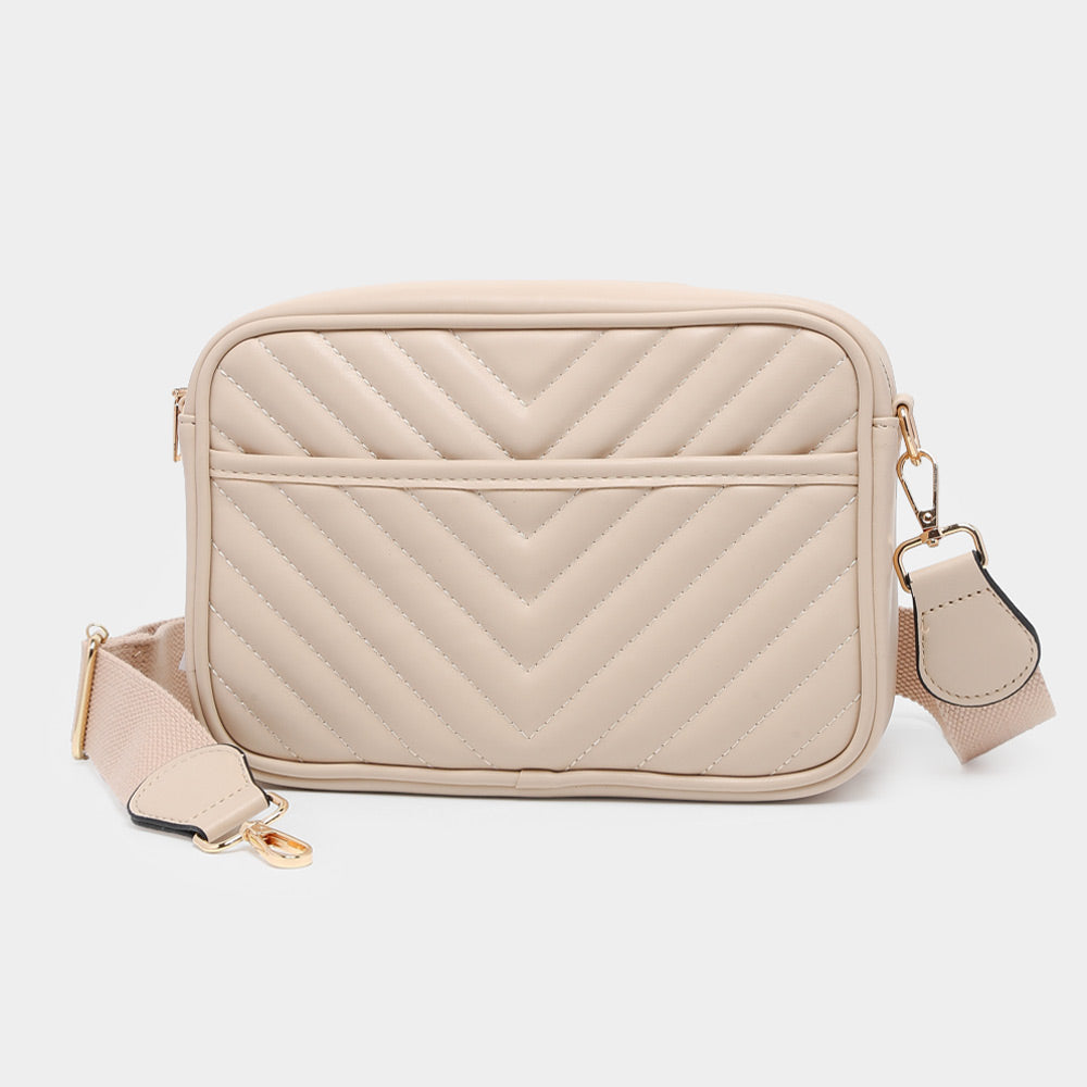Chevron Patterned Rectangle Crossbody Bag