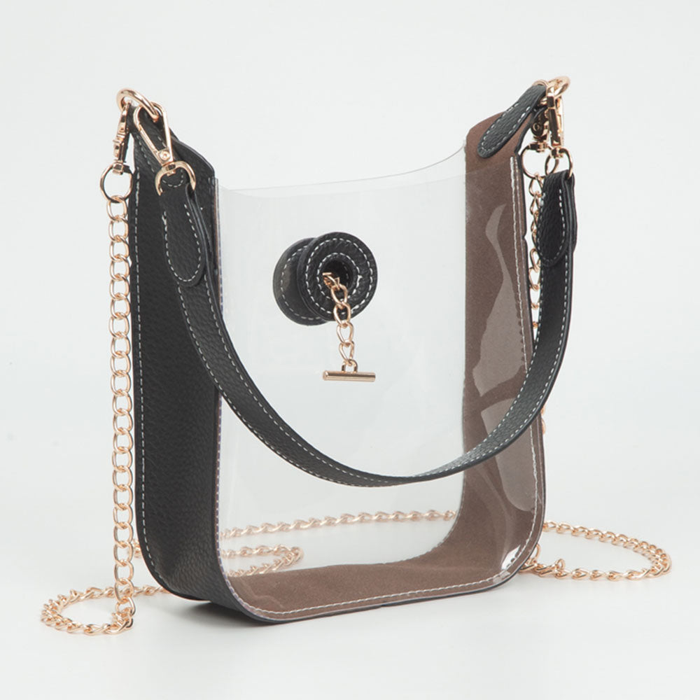 Transparent Faux Leather Chain Shoulder Mini Crossbody Bag