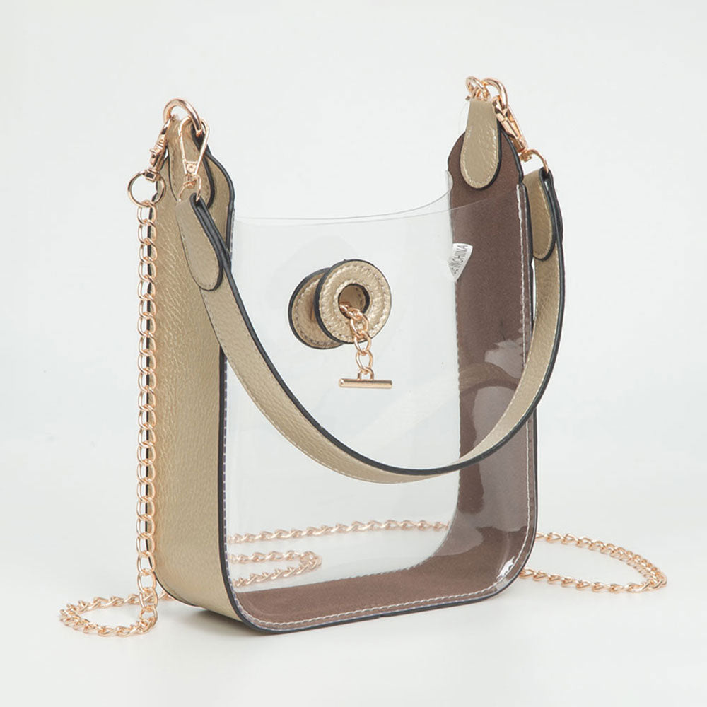 Transparent Faux Leather Chain Shoulder Mini Crossbody Bag