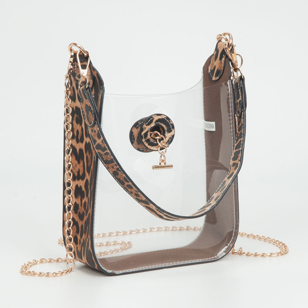 Transparent Faux Leather Chain Shoulder Mini Crossbody Bag