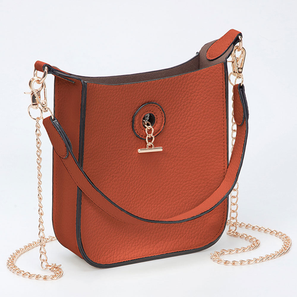 Faux Leather Chain Shoulder Mini Crossbody Bag