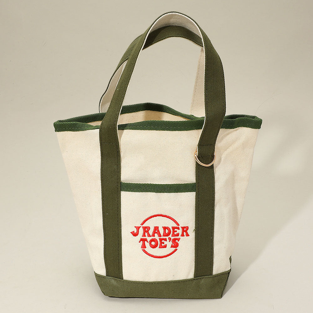 Jrader Toes Message Embroidered Small Multi Purpose Canvas Tote Bag