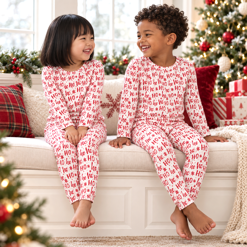 Christmas Ho-Ho-Ho Kids Bamboo Pajama Set - Family Matching