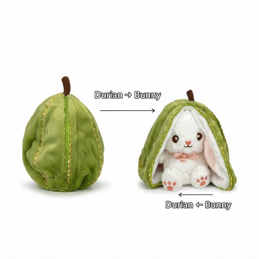 Reversible Strawberry Bunny Plush