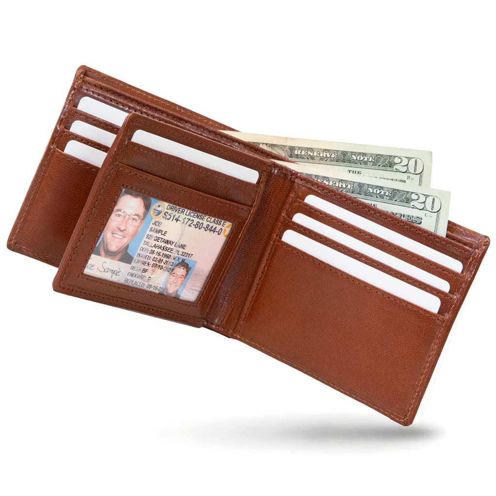 Men's RFID Leather Bifold Wallet - 10 Slots
