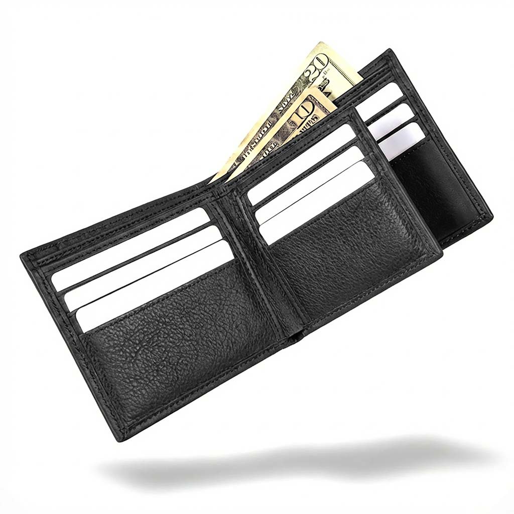 Men's RFID Leather Bifold Wallet - 10 Slots