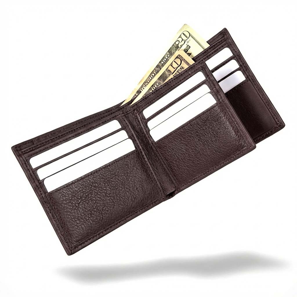 Men's RFID Leather Bifold Wallet - 10 Slots