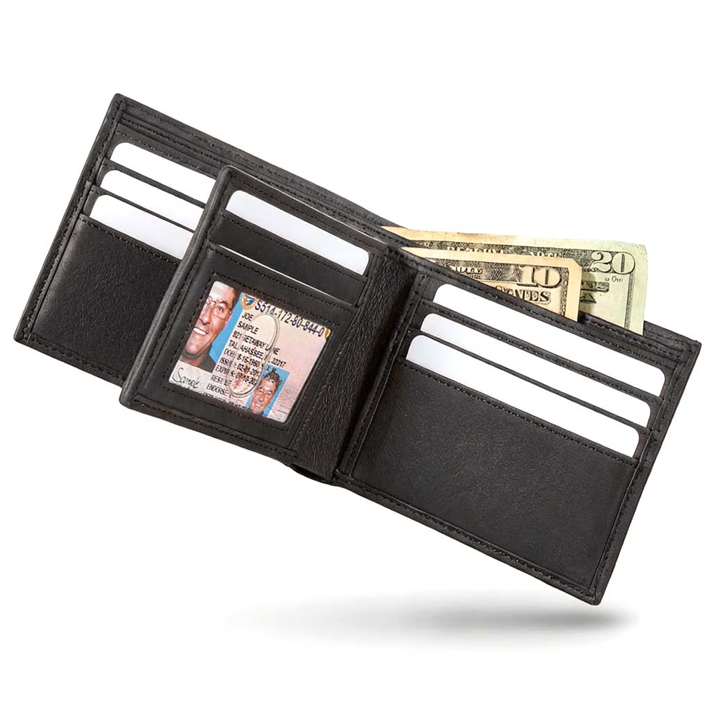 Men's RFID Leather Bifold Wallet - 10 Slots