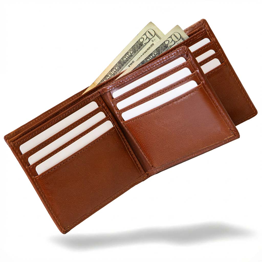 Men's RFID Leather Bifold Wallet - 10 Slots