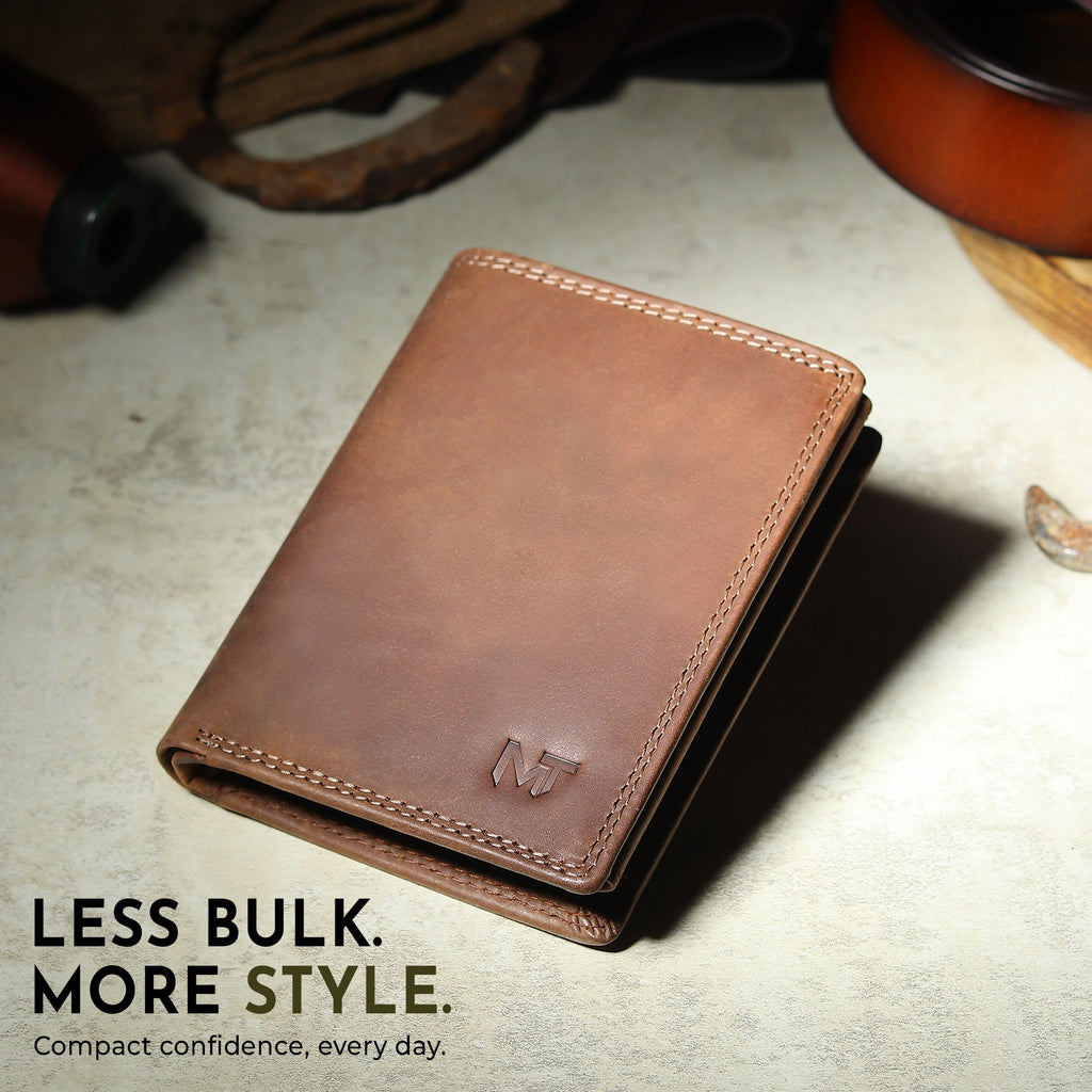 Buffalo leather vertical men's wallet