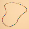 Round Stone Link Tennis Long Necklace
