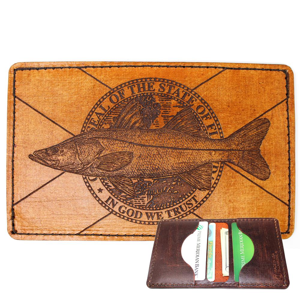 Handcrafted Leather Wallet - Florida Flag Snook