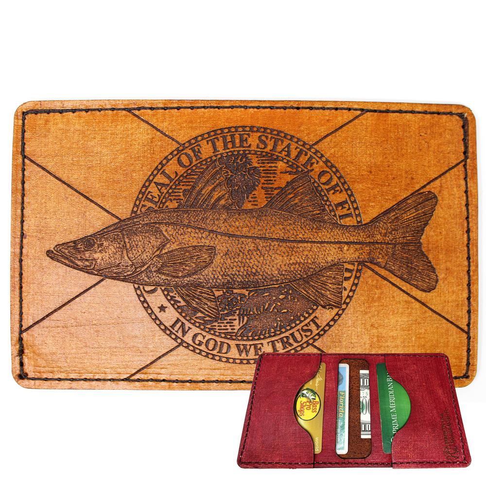 Handcrafted Leather Wallet - Florida Flag Snook