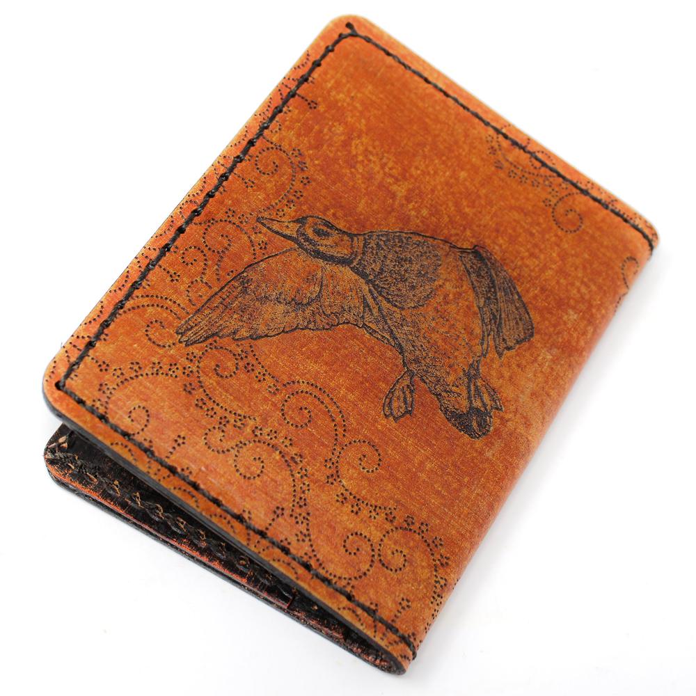 Handcrafted Leather Original Mens Wallet - Duck Hunt