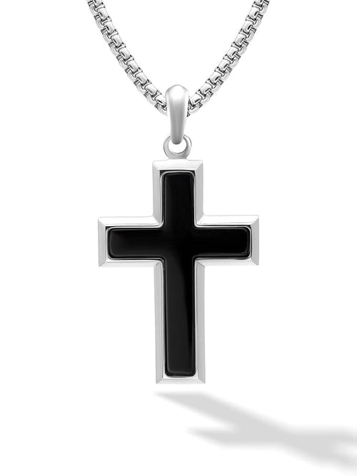 Black Onyx Cross Pendant Necklace