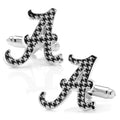 University of Alabama houndstooth cufflinks with the Alabama A logo