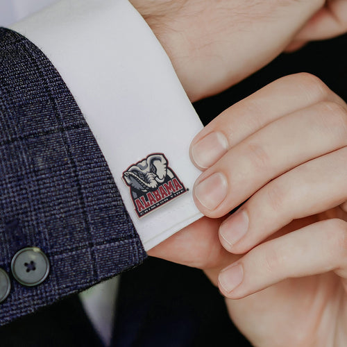 Alabama elephant mascot cufflinks, alternate view