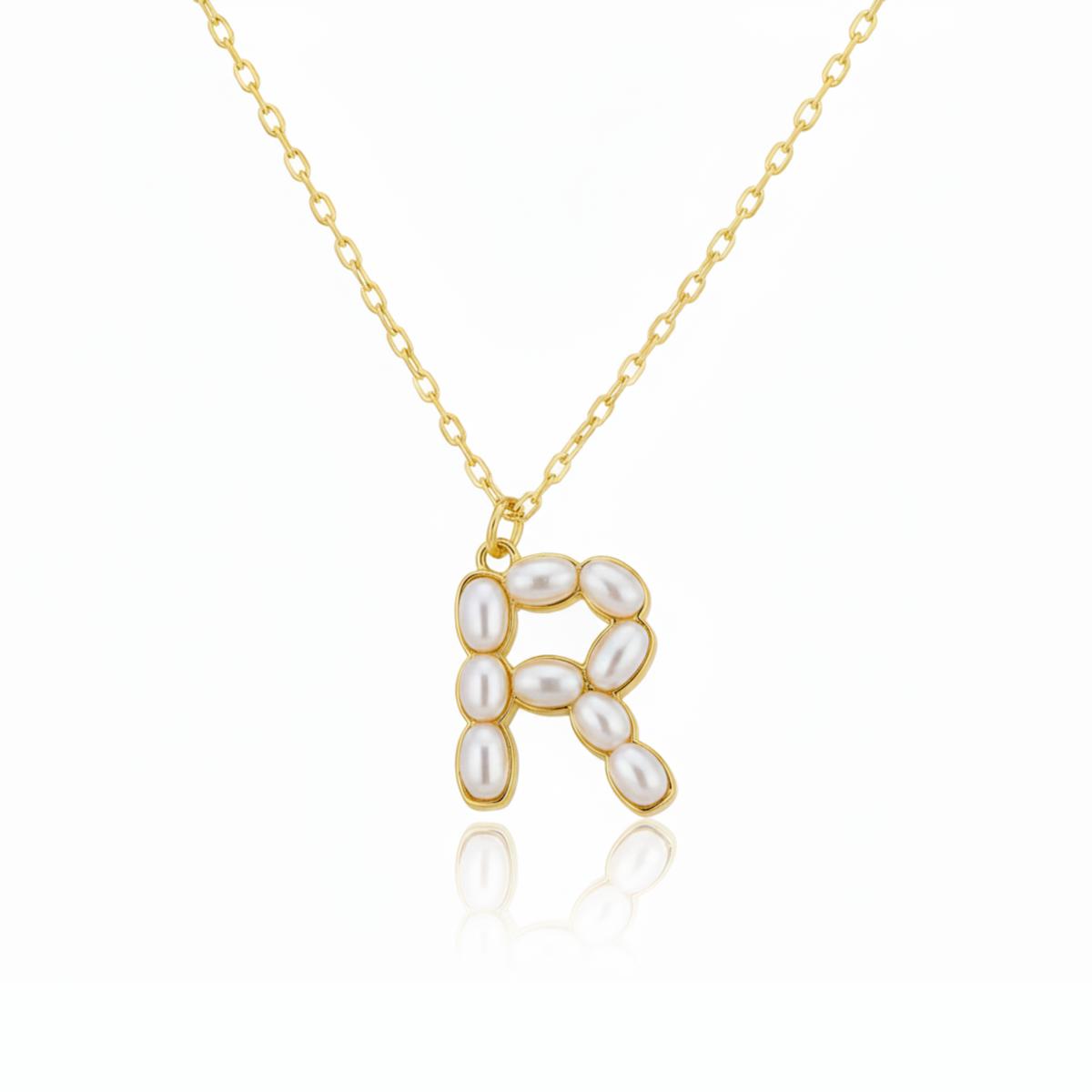 Pearl Mosaic Initial Pendant Necklace