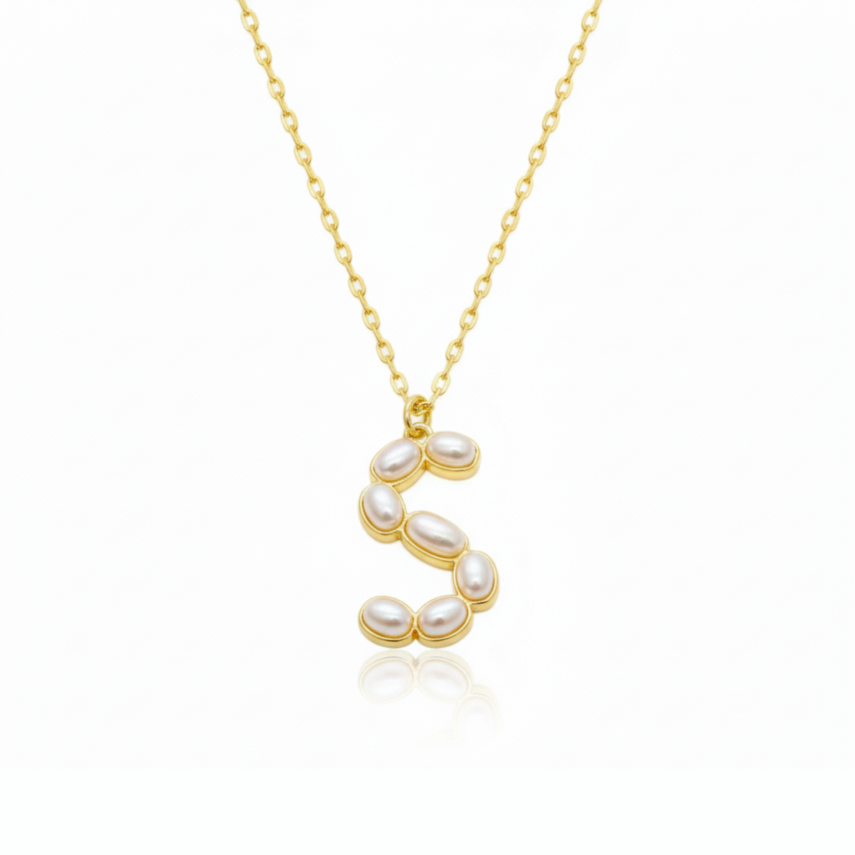 Pearl Mosaic Initial Pendant Necklace