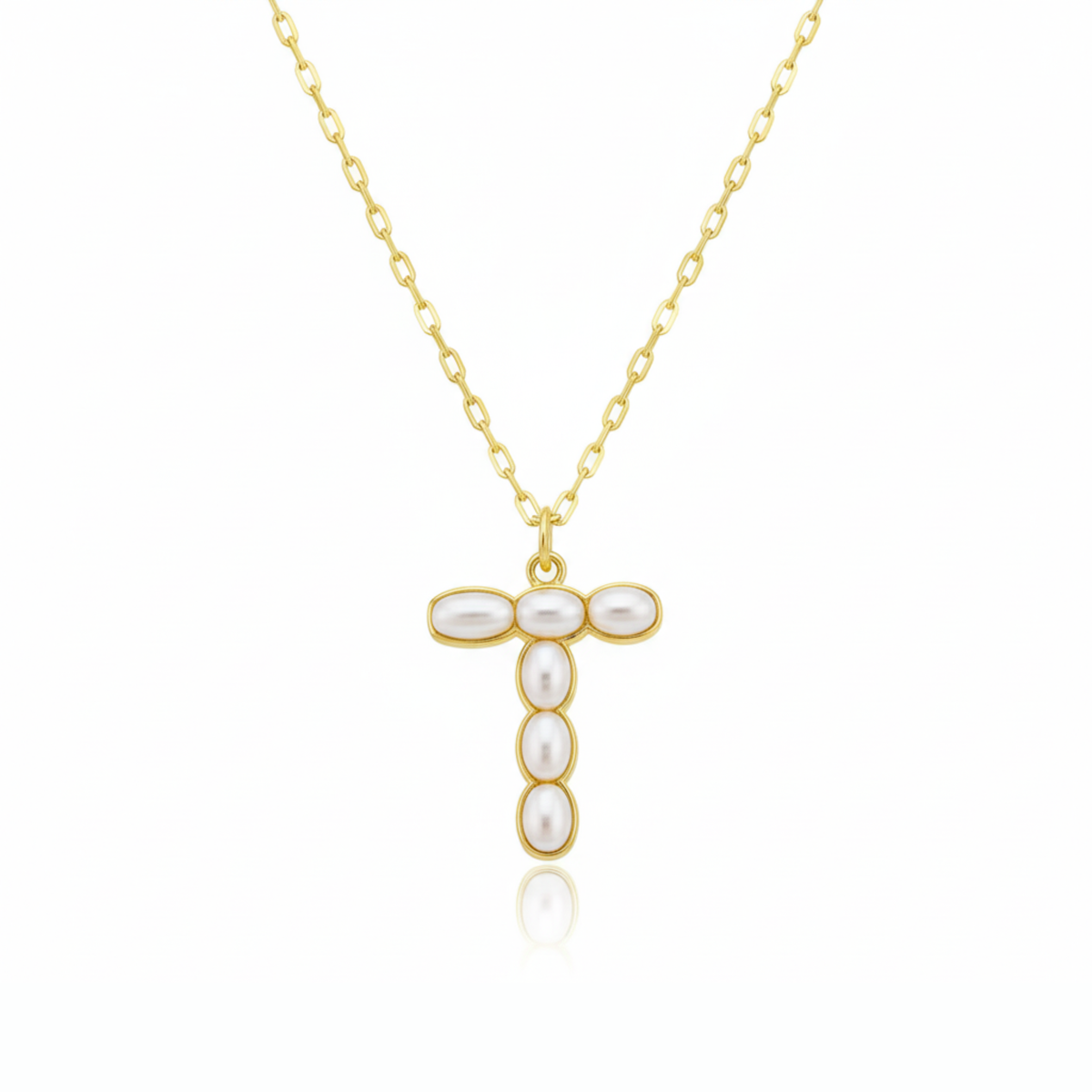 Pearl Mosaic Initial Pendant Necklace