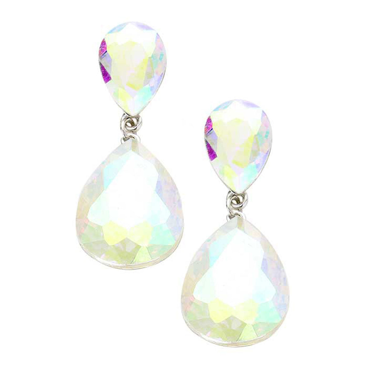 Glass Crystal Teardrop Evening Earrings
