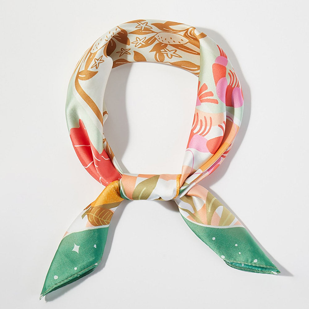 Seaside Feast Print Square Bandana Scarf