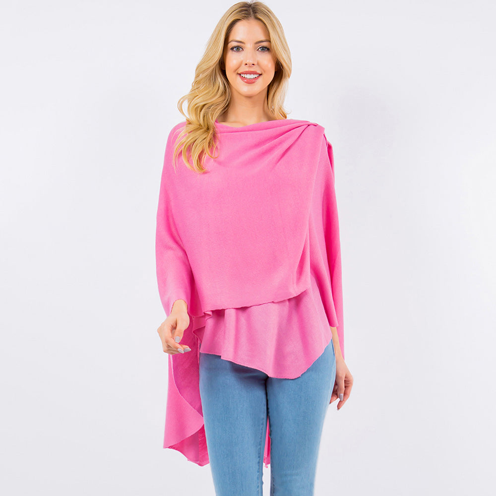 Elegant Solid Drape Wrap Poncho