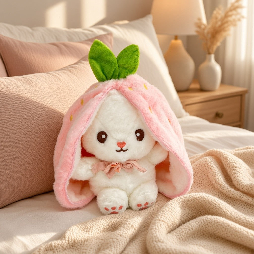 Reversible Strawberry Bunny Plush