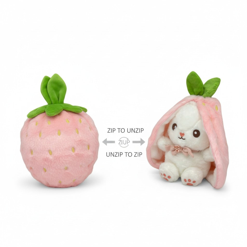 Reversible Strawberry Bunny Plush