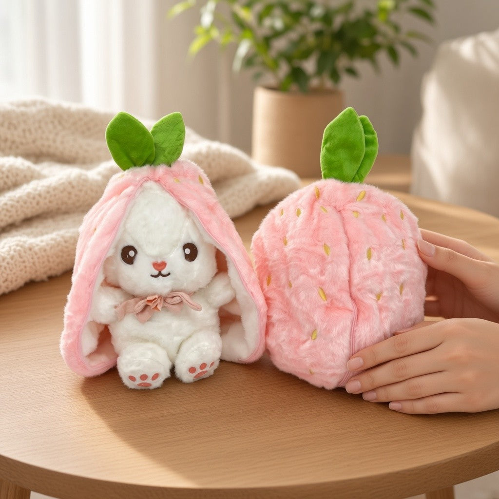 Reversible Strawberry Bunny Plush