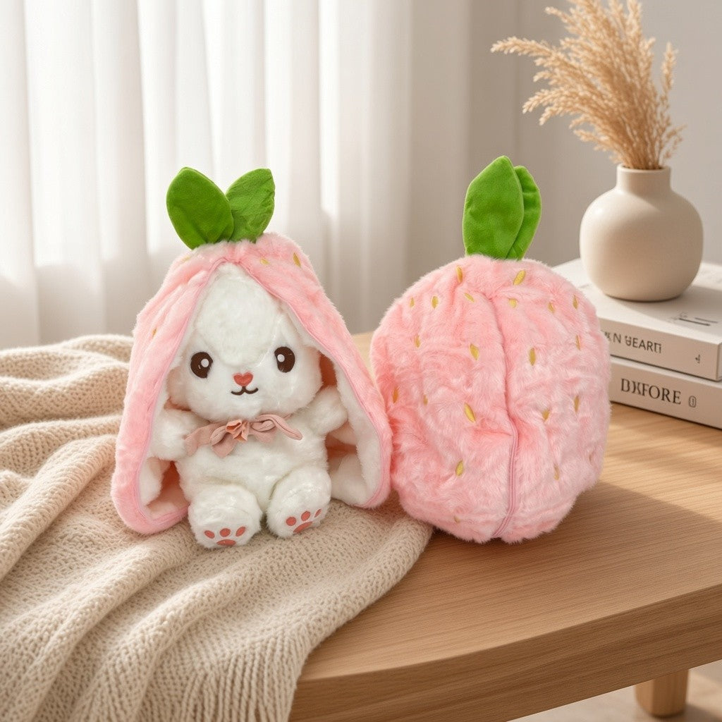 Reversible Strawberry Bunny Plush