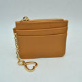 Slim Card Holder Wallet with Zipper Pocket and Heart Keyring