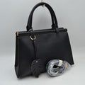 Elegant Tote Handbag with Detachable Shoulder Strap & Round Charm Keychain