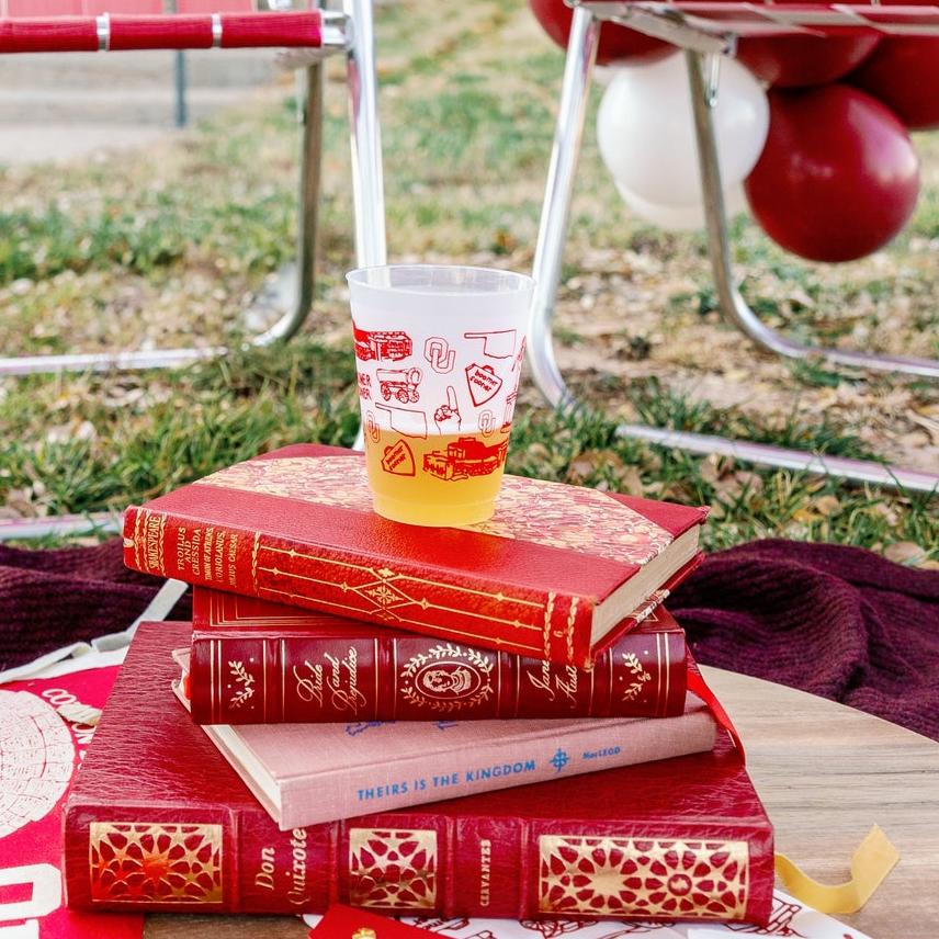 The University of Oklahoma (OU) - Shatterproof Cups, Set of 8