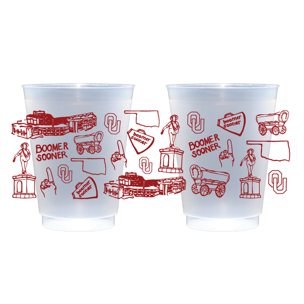 The University of Oklahoma (OU) - Shatterproof Cups, Set of 8