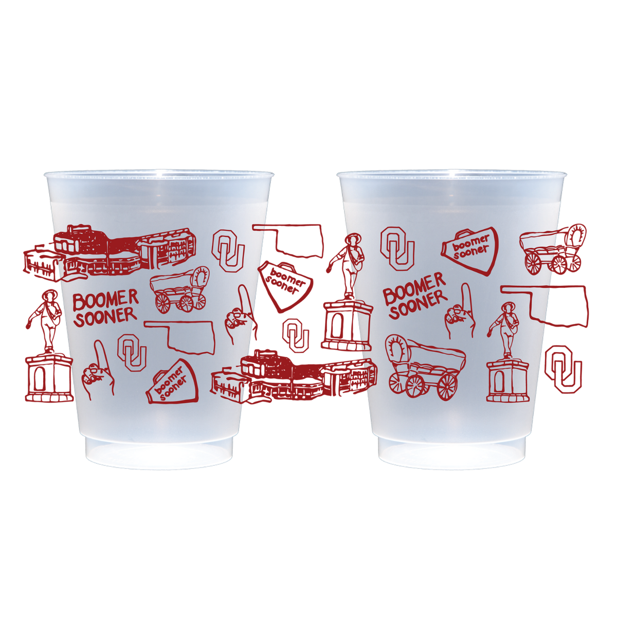 The University of Oklahoma (OU) - Shatterproof Cups, Set of 8