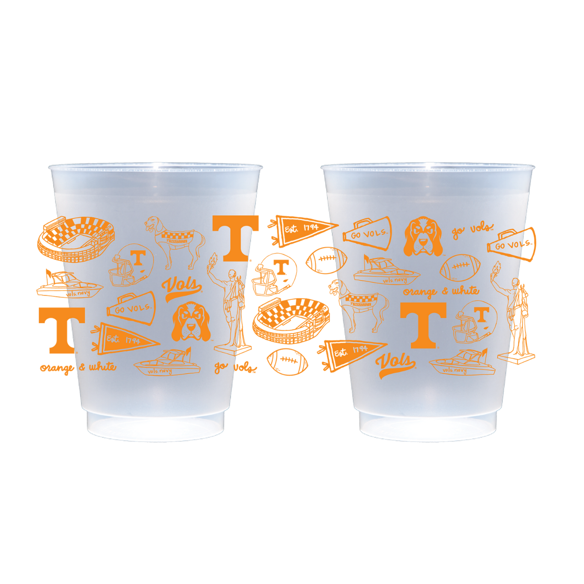 The University of Tennessee - Shatterproof Cups, Set of 8