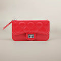 Quilted Faux leather Compact Card Holder Keychain Wallet