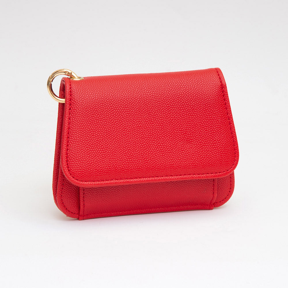 Faux Pebble Leather Compact Card Wallet Bag Charm