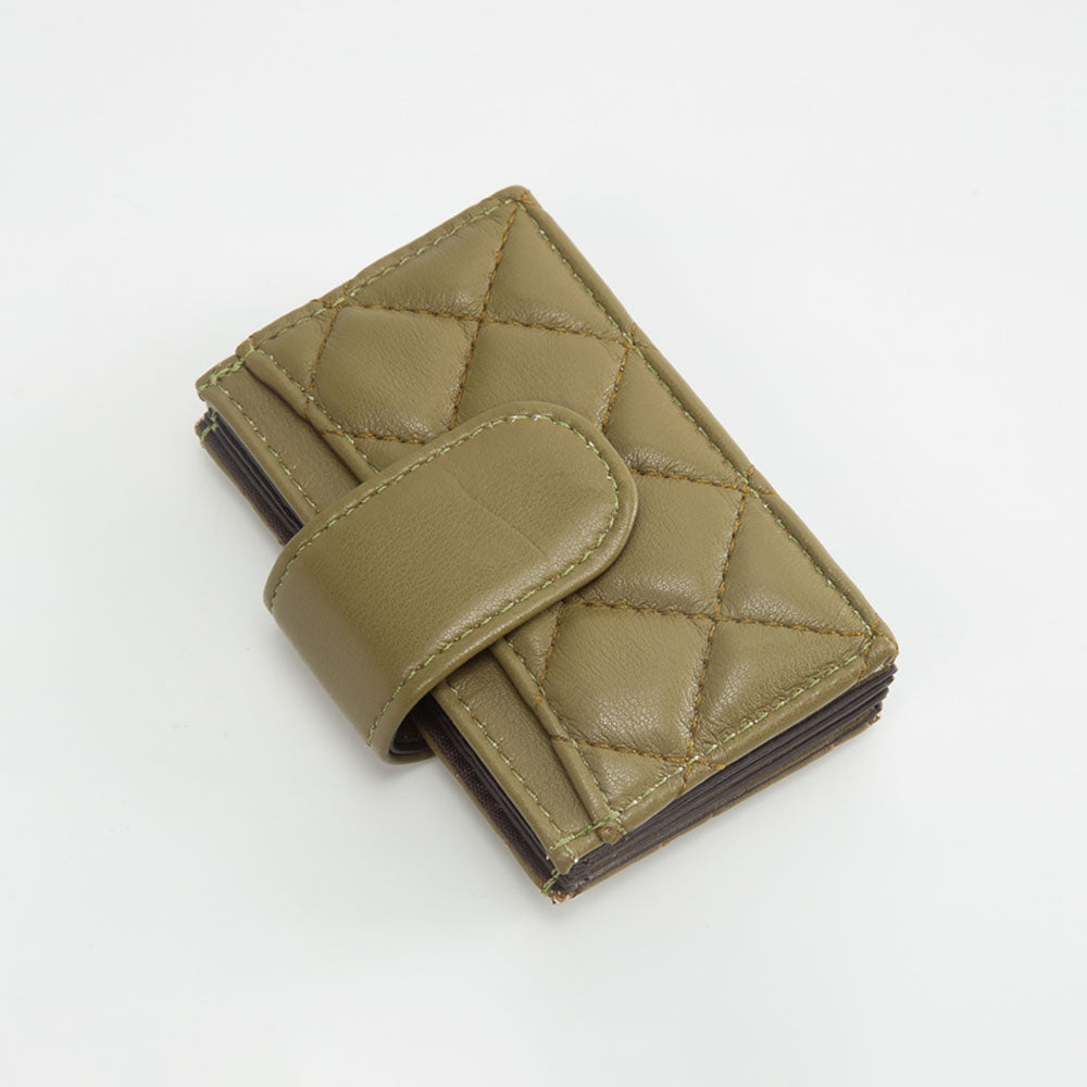 Quilted Faux Leather Snap Closure Card Holder Wallet