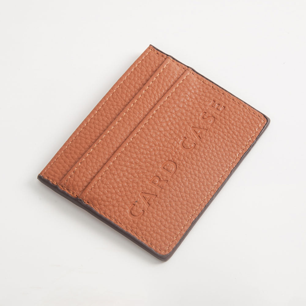 Textured Faux Leather Card Case Wallet